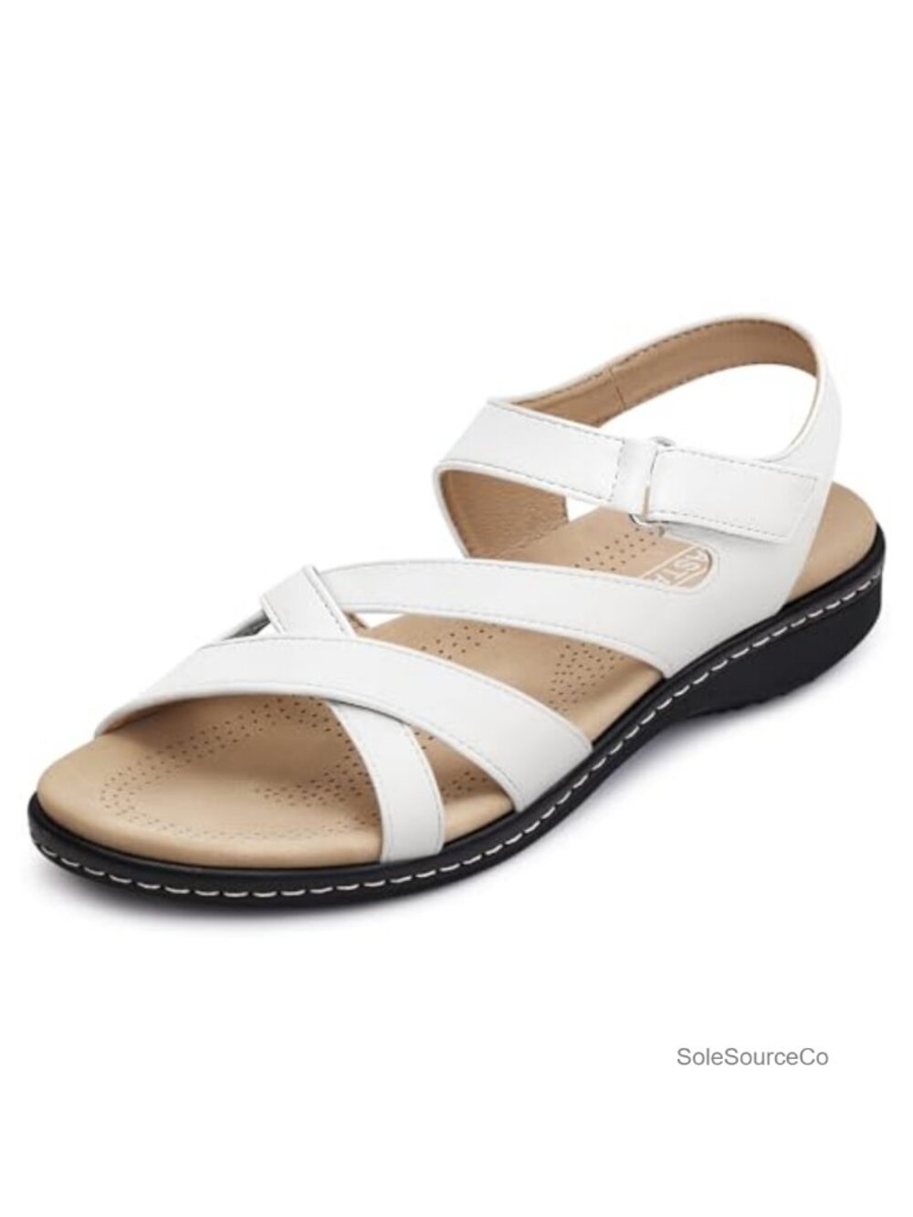 Women's Strappy Flat Sandals with Arch Support & Memory Foam Insole - Faux
